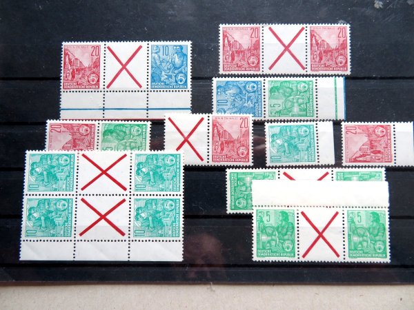 Briefmarke DDR 577, 578, 580 ** diverse Zusammendrucke wie WZ7, WZ8, S7, S8,  WZ5, SZ9 usw.