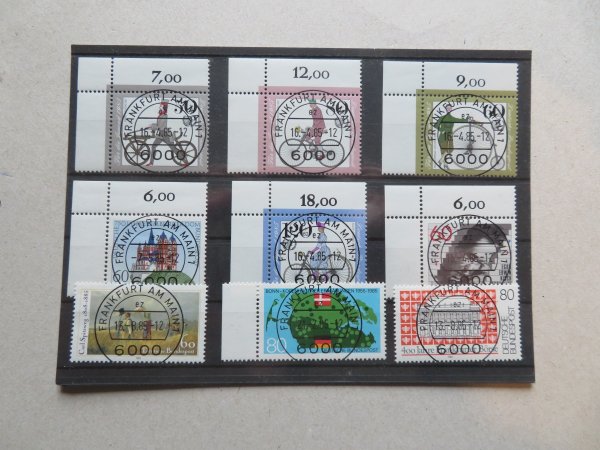 Briefmarke BRD 1241/45, 1247, 1248, 1250 und 1257 o mit ER