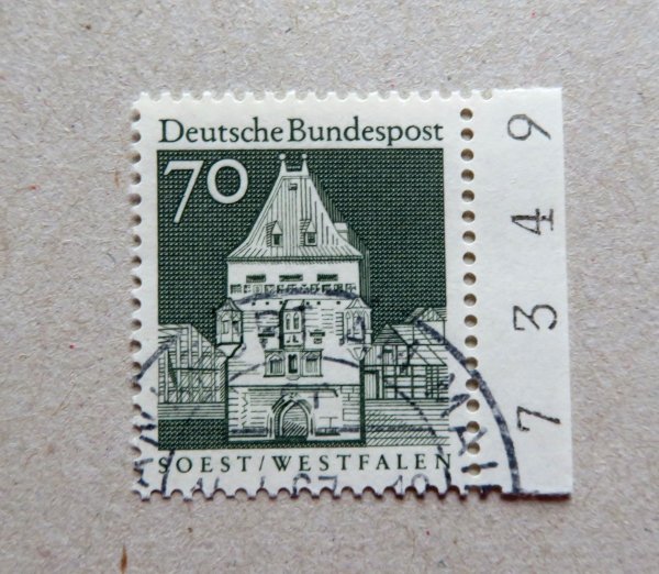 Briefmarke BRD 497 o RS mit Bogenzählnummer