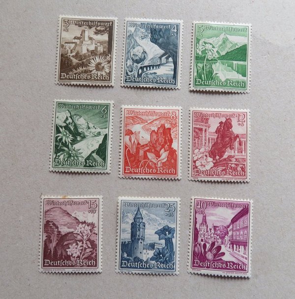 Briefmarke Deutsches Reich 675/83 *.  681 kleiner brauner Fleck