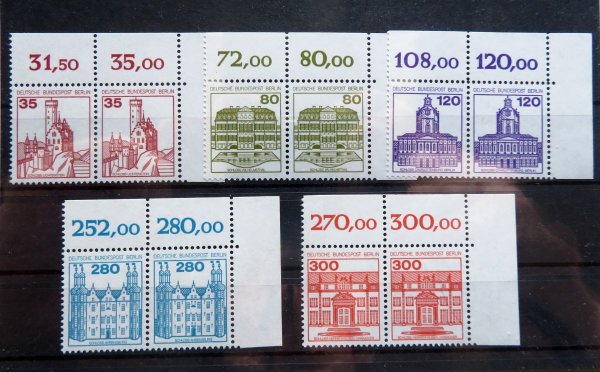 Briefmarke Berlin 673/77 ** waagrechte Pärchen ER OR