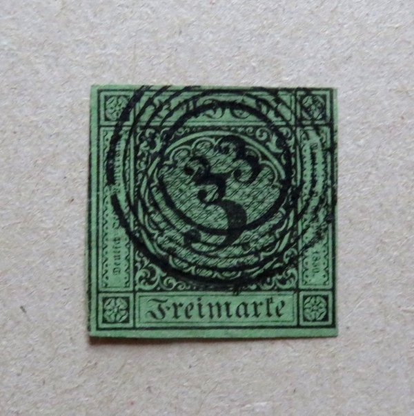 Briefmarke Baden 6 o mit Stempel 33